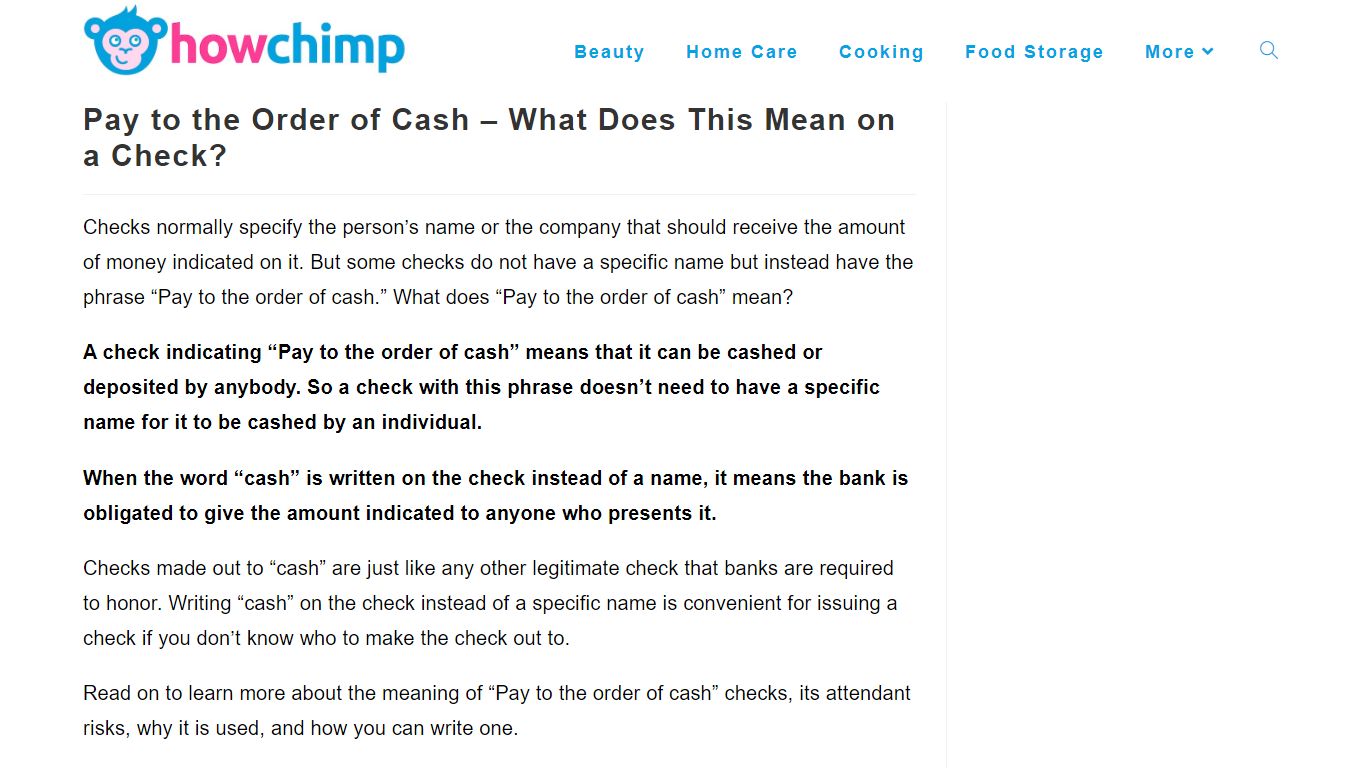 Pay to the Order of Cash – What Does This Mean on a Check?