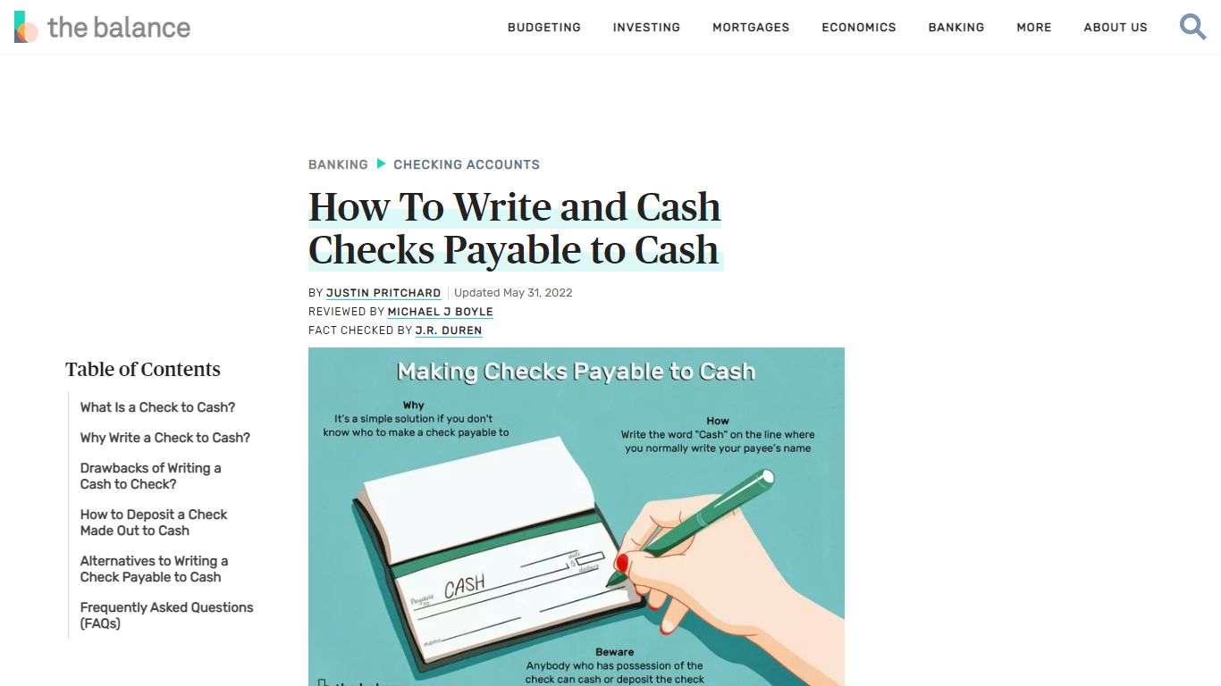 How To Write and Cash Checks Payable to Cash - The Balance